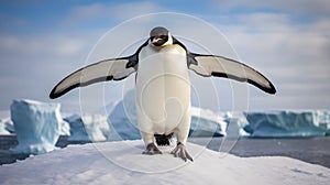 The Emperor Penguin in Antarctica wings up