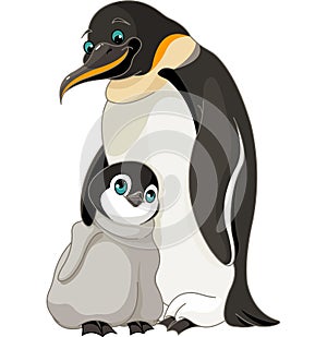 Emperor Penguin With Chick photo