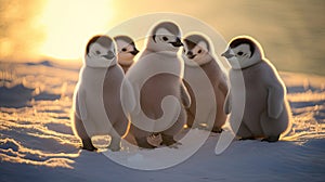 Emperor Penguin Chicks. Emperor penguins of South Georgia. Generative Ai