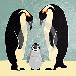 Emperor penguin family photo