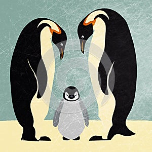 Emperor penguin family