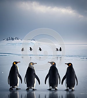 Emperor Penguins Marching