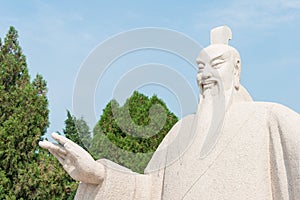 Emperor Shun Statue at Emperor Shun Tomb Soenic Spot. a famous historic site in Yuncheng, Shanxi, China.