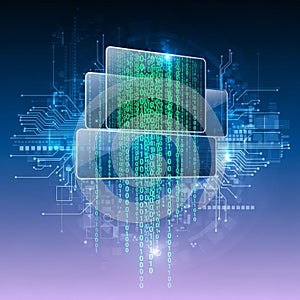 Emphasize a high tech theme symbolizing data processing or digital