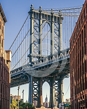 Empire State building through the Manhattan Bridge