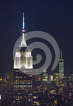 Empire State Building and Manhattan Cityscape by night