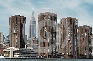 Empire State building and Manhattan view from Hudson river, New