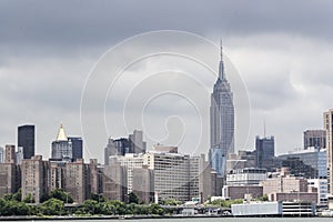 The Empire State Building seem from the Hudson River