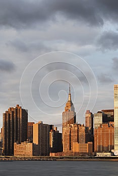 Empire State Building seen from Long Island City during Sunrise