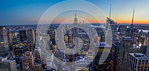 Empire State and NYC Skyline Sunset