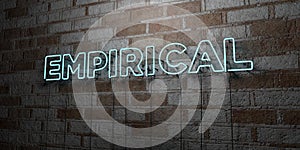 EMPIRICAL - Glowing Neon Sign on stonework wall - 3D rendered royalty free stock illustration photo