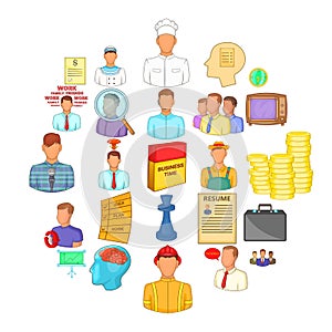 Employ icons set, cartoon style photo