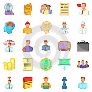 Employ icons set, cartoon style