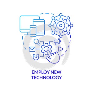 Employ new technology concept blue gradient icon