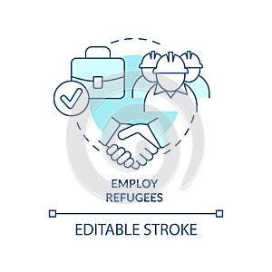 Employ refugees turquoise concept icon photo