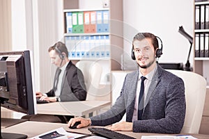 Employe from Customer service support working in the office