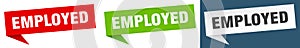 employed banner. employed speech bubble label set.