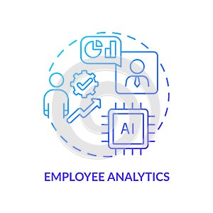 Employee analytics blue gradient concept icon