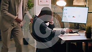 Employee asleep in desk chair