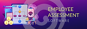 Employee assessment software concept banner header.