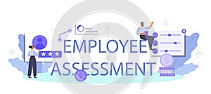 Employee assessment typographic header. Employee evaluation, testing form
