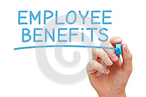 Employee Benefits Blue Marker photo