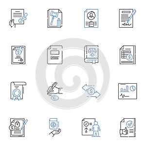 Employee benefits line icons collection. Healthcare, Retirement, Wellness, Compensation, Insurance, Timeoff, Perks photo