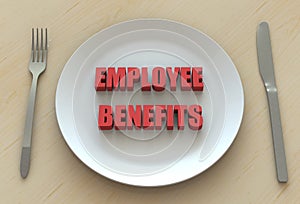 EMPLOYEE BENEFITS, message on dish