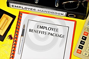 Employee benefits package - text inscription on the form in the documents folder and the employer`s register directory. Additiona