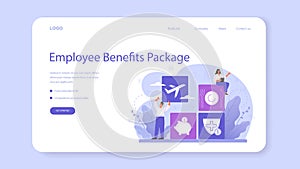 Employee benefits package web banner or landing page. Compensation