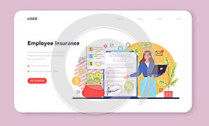 Employee benefits package web banner or landing page. Compensation supplementing