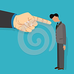 Employee blame by boss get fired finger pointing blaming vector illustration cartoon