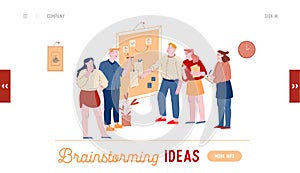 Employee Brainstorm, Search Solution Website Landing Page. Business People Communicate at Board Meeting Discussing Idea