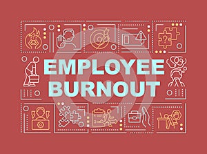 Employee burnout word concepts red banner