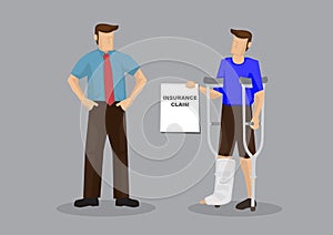 Employee Claims Medical Insurance from Employer Cartoon Vector Illustration