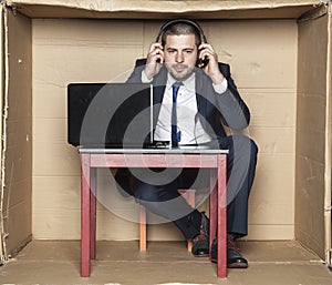 Employee customer service prepares for work