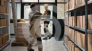 Employee dancing in warehouse