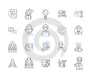 Employee development outline icons collection. Employee, Development, Training, Coaching, Learning, Management, Growth