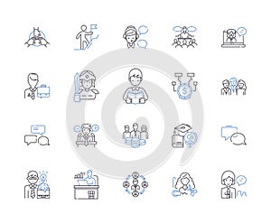 Employee development outline icons collection. Employee, Development, Training, Coaching, Learning, Management, Growth