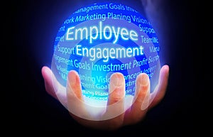 Employee Engagement blue background plan