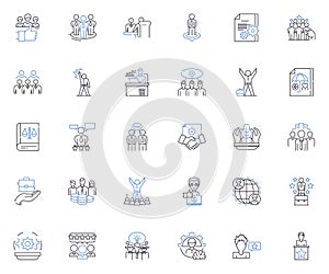 Employee engagement line icons collection. Motivation, Commitment, Teamwork, Involvement, Satisfaction, Loyalty