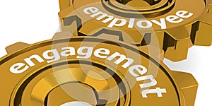 Employee engagement word on golden gears