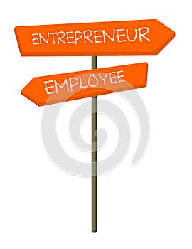 Employee and entrepreneur road sign vector cartoon