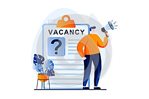 Employee hiring process concept with people scene in flat cartoon design.