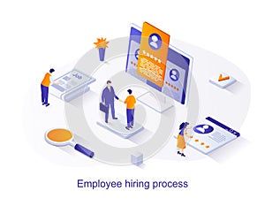 Employee hiring process isometric web concept.