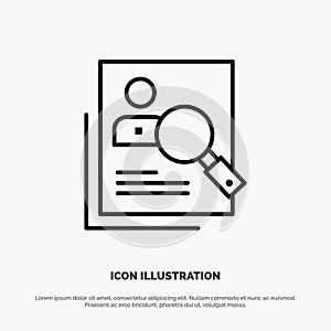 Employee, Hr, Human, Hunting, Personal, Resources, Resume, Search Line Icon Vector photo