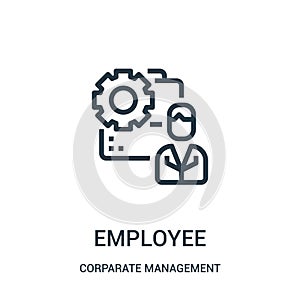 employee icon vector from corparate management collection. Thin line employee outline icon vector illustration. Linear symbol for photo