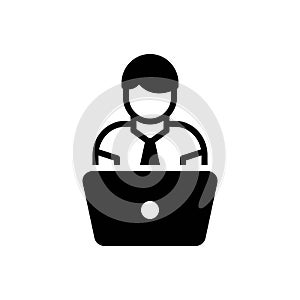 Black solid icon for Employee, worker and operator photo