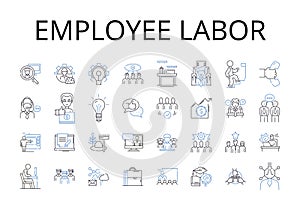Employee labor line icons collection. Job work, Staff personnel, Occupation career, Worker operative, Employment service