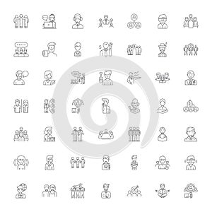 Employee linear icons, signs, symbols vector line illustration set
